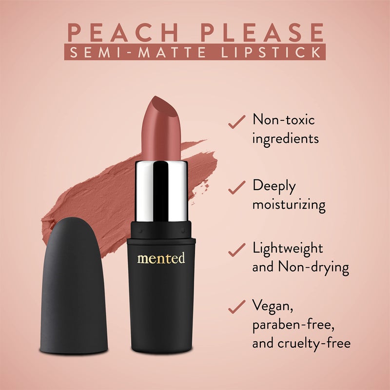 Mented Cosmetics Nude Lipstick for Women, Semi-Matte Long-Lasting Lip Stick, Moisturizing Vegan, Paraben & Cruelty-Free, Enhances All Complexions, Perfect for Everyday Makeup, Peach Please - Image 4